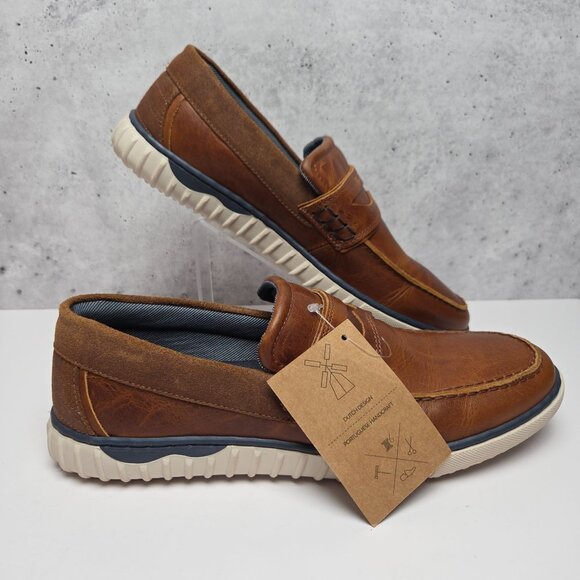 Bullboxer Cognac Leather Slip-On Loafers Mens Size 9 Made In Portugal - Picture 1 of 11